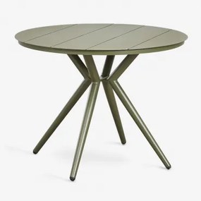 Round Garden Table In Aluminum Valerie Verde Azeitona Intenso & Ø100 Cm - Sklum
