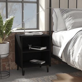 vidaXL Mesa de cabeceira c/ pernas em metal 40x30x50 cm preto