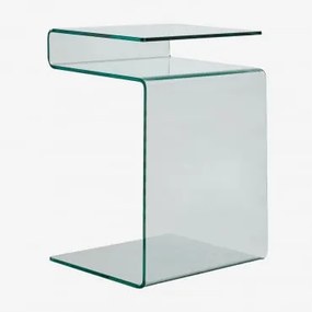 Mesa Auxiliar Retangular 40x35 Cm Em Vidro Diora Transparente - Sklum