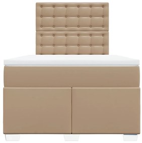 Cama boxspring c/ colchão 120x190cm couro artificial cappuccino