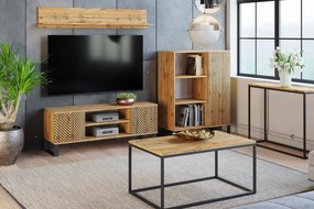 Móvel TV Focus loft 155 cm - decoração em espinha - cor carvalho artesanal