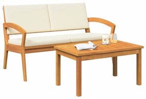 Conjunto Bistro de 2 Peças com Almofadas em Madeira de Acácia