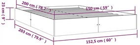 Estrutura de cama king 150x200 cm madeira maciça branco