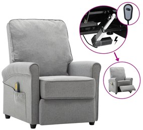 vidaXL Poltrona de massagens elétrica tecido cinzento-claro