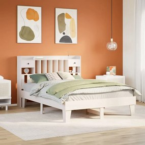 Cama sem colchão 140x190 cm madeira de pinho maciça branco