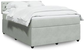 vidaXL Cama com molas/colchão 140x190 cm veludo cinzento-claro