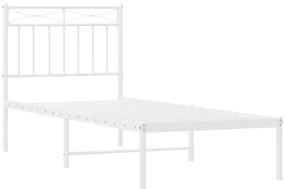 Estrutura de cama com cabeceira 80x200 cm metal branco