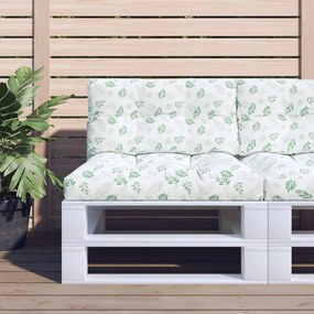 vidaXL Almofadões para sofás de paletes 2 pcs tecido padrão de folhas
