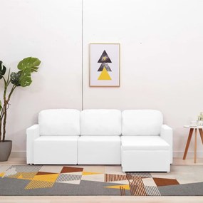 vidaXL Sofá-cama modular de 3 lugares couro artificial branco