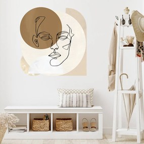 Autocolante de parede - Rosto em desenho creme