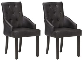 vidaXL Cadeiras de jantar 2 pcs couro de cabra genuíno preto