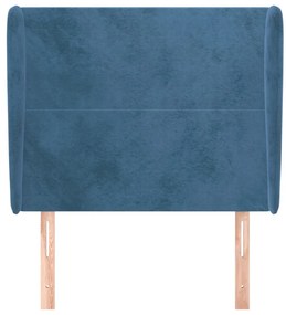 Cabeceira cama c/ abas veludo 83x23x118/128 cm azul-escuro