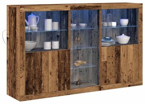 Sideboard vidaXL com Luzes LED Madeira Velha 162x37x100 cm Madeira Lam