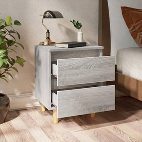 Mesas cabeceira c/ pernas madeira 2pcs 40x35x50 cm sonoma cinza