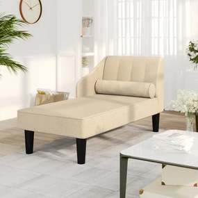 vidaXL Chaise longue com rolo tecido cor creme
