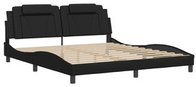 Estrutura de cama c/ cabeceira 180x200cm couro artificial preto