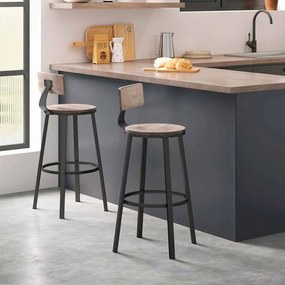 Conjunto de 2 bancos de bar 54 x 99 cm greige-preto