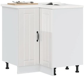 Armário base canto cozinha Lucca madeira branco brilhante