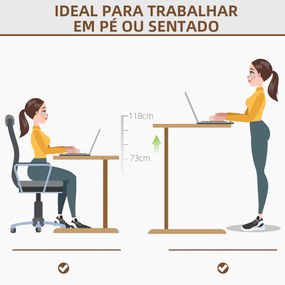 Secretária Elétrica de Pé Secretária Elevatória com Altura Ajustável Função de Memória 120x60x73-118 cm Cadeira de Escritorio