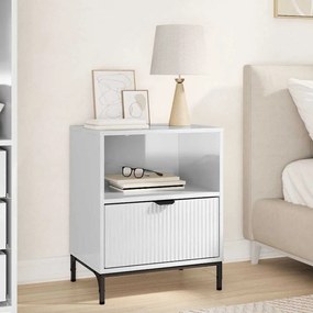 vidaXL Mesa-de-cabeceira com gaveta Branco brilhante 49 x 36 x 61 cm