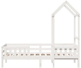 Estrutura de cama com telhado 75x190 cm pinho maciço branco