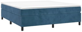 Estrutura de cama sem colchão 160x200 cm veludo azul-escuro