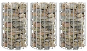 vidaXL Canteiro elevado/cesto gabião circular 3 pcs Ø30x50cm aço galv.