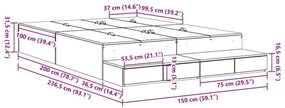 Estrutura de Cama Armazenagem Madeira Velha 150x200 cm