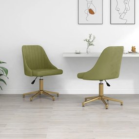 vidaXL Cadeiras de jantar giratórias 2 pcs veludo verde-claro
