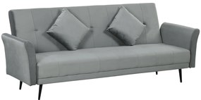 HOMCOM Sofá Cama Convertível Sofá Cama de 3 Lugares com Encosto Ajustável de 3 Níveis e 2 Almofadas Acolchoadas 206x81x83 cm Cinza