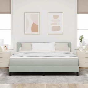 Cama Box com Colchão e Luz LED Cinza Claro 180x200 cm Veludo