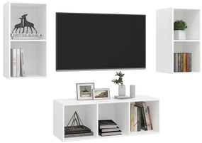 3 pcs conjunto de móveis de TV contraplacado branco