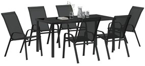 Conjunto de Jantar de Jardim vidaXL 7 Peças Preto Textilene e Aço