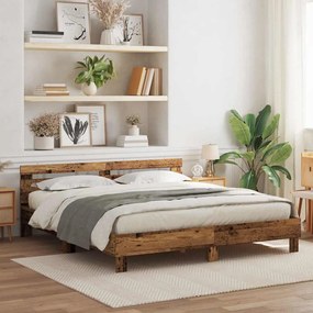 vidaXL Estrutura de Cama Madeira Velha Rústica Madeira Recuperada Sólida
