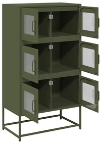 Aparador alto 68x39x123 cm aço verde azeitona