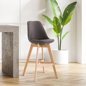 Banco de bar Cannes em tecido e com estrutura de Cor Natural 48 x 112 x 56 cm Cinzento escuro