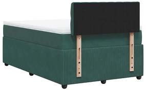 Cama boxspring com colchão 120x190 cm veludo verde-escuro