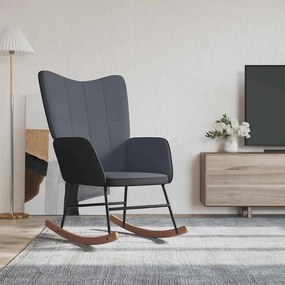 vidaXL Cadeira de baloiço PVC e veludo cinzento-escuro