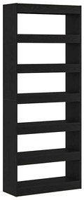 Armário de Livros/Divisor de Ambiente em Carvalho Preto 80x30x198 cm