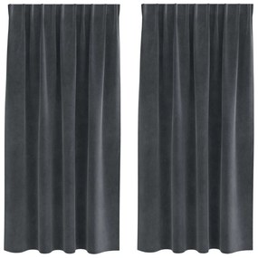Cortinas Blackout vidaXL com fita na parte superior 2 pcs Veludo Cinza