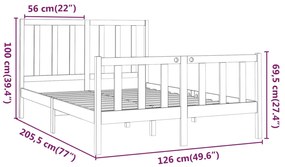 Estrutura de cama 120x200 cm madeira de pinho maciça