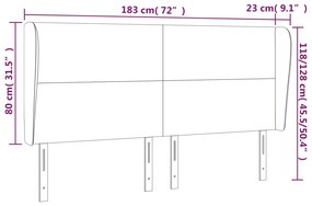 Cabeceira cama c/ abas couro artif. 183x23x118/128cm cappuccino