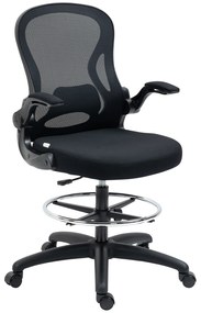 Vinsetto Cadeira de Escritório com Suporte Lombar Apoio para os Braços Dobrável e Altura Ajustável 59x65x102-122 cm Preto | Aosom Portugal