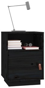 Mesa de cabeceira 40x34x55 cm madeira de pinho maciça preto
