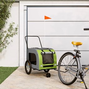 vidaXL Reboque de bicicleta p/ animais tecido oxford/ferro verde/cinza