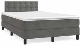 vidaXL Cama boxspring com colchão 120x190 cm veludo cinzento-escuro