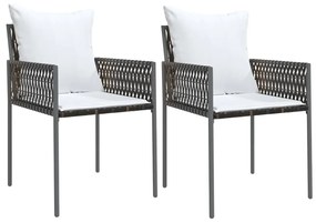 3 pcs conjunto de jantar p/ jardim c/ almofadões vime PE e aço