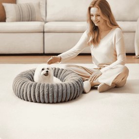 Cama para cães com 60 cm de diâmetro, lavável, cinzento