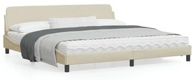 373250 vidaXL Estrutura de cama com cabeceira 200x200 cm tecido cor creme