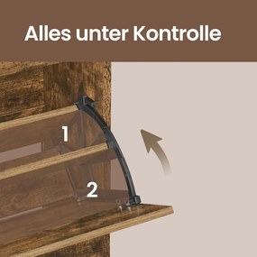 Sapateira com 2 portas e compartimento aberto 24 x 80 x 102 cm castanho vintage